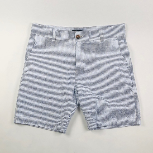 Le 31 Men's Seersucker Shorts, Blue & White, Size 32 - Picture 1 of 3